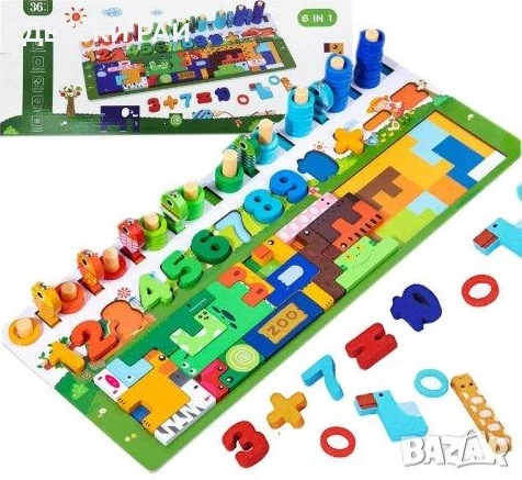 Дървена монтесори дъска 6в1, снимка 1