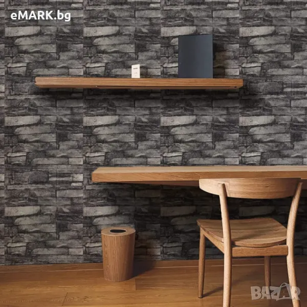 3д тапети имитация на сив камък изолиращ звук и температура - модел 6, снимка 1