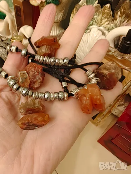 Ръчно изработено колие с хесонит и сребърни елементи, снимка 1