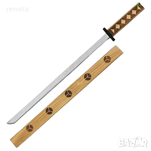 Играчка Меч, Дървен, С кания, Многоцветен, 63 см, снимка 1