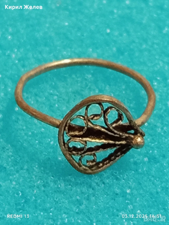 Старинен ажурен сребърен пръстен градско ретро бижу 52437, снимка 1