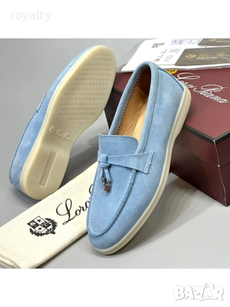 Loro Piana ЕСТЕСТВЕН ВЕЛУР Дамски Сини Мокасини , снимка 1