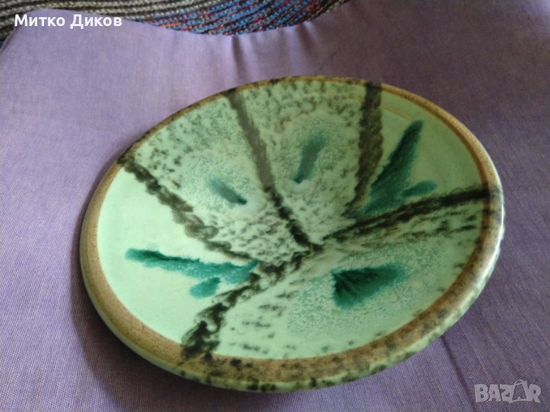Чиния за стена от соца на задруга МНХЗ София ръчна изработка-подписана-стара цена тогава-10лв-фи 217, снимка 1