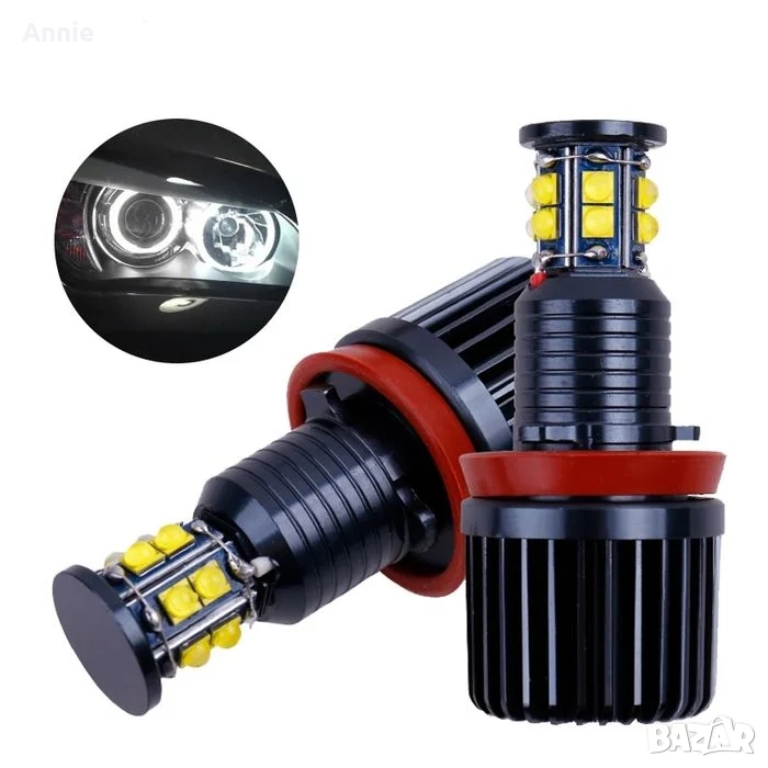 НОВИ! Комплект LED крушки H8 160W за фабрични ангелски очи - бели, снимка 1