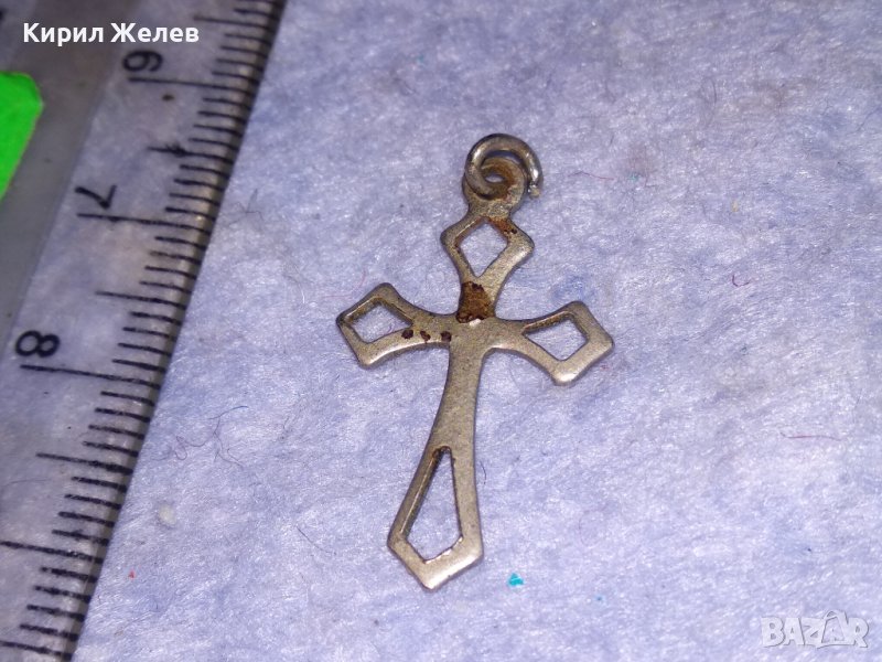 СТАРО ПОСРЕБРЕНО СТОМАНЕНО АЖУРНО РЕТРО КРЪСТЧЕ РЪЧНА ИЗРАБОТКА 38224, снимка 1