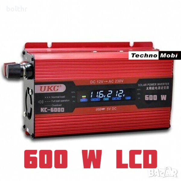 Инвертор на напрежение UKC KC-600D, 12V - 220V, 600W, LCD, снимка 1