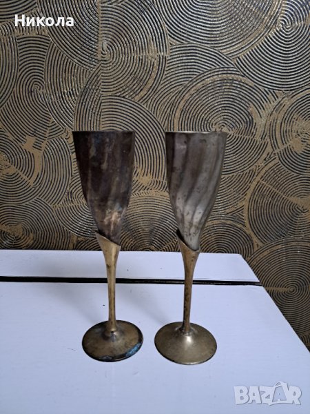 2 броя метални чаши  за вино-височина 20см, снимка 1