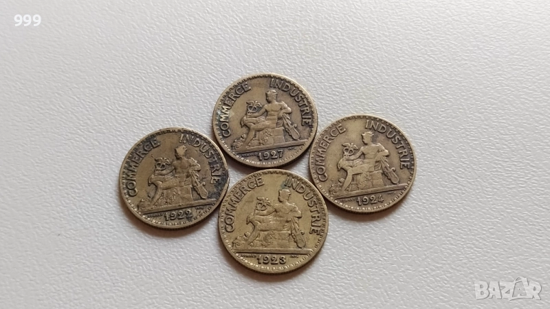 лот 50 сантима 1922 - 1927 Франция - 4 броя, снимка 1