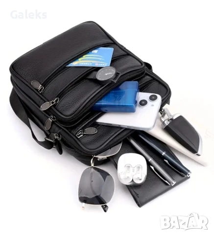 Ежедневно/Елегантна и Практична мъжка чантичка /Кафява и Черна естествена кожа!, снимка 7 - Чанти - 50530782