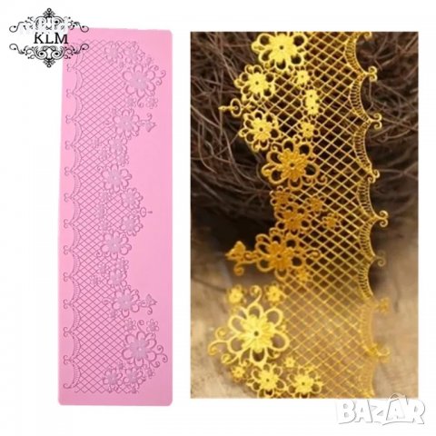 Дантелена мрежа с цветя дантела борд силиконов молд форма за украса торта с фондан шоколад гъмпейст, снимка 3 - Форми - 18768263