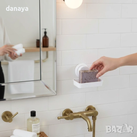 6347 Вакуумна сапунерка за баня – без пробиване, с отцеждане и стабилно захващане, снимка 9 - Органайзери - 53081051