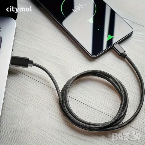 USB Type-C to USB Type-C Charging Cable 60W, найлонова оплетка - 200 см, снимка 4 - USB кабели - 50548027
