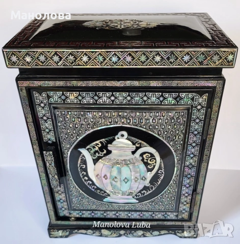 Корейска кутия за бижута инкрустирана със седеф., снимка 2 - Антикварни и старинни предмети - 51900483