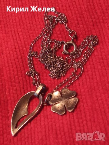 СТАРО СРЕБЪРНО КОЛИЕ СРЕБРО 925 с 2 ФИГУРАЛНИ АРТ ВИСУЛКИ МАЙСТОРСКА РЪЧНА ИЗРАБОТКА 27217, снимка 3 - Колиета, медальони, синджири - 36827817