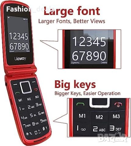Нов Мобилен телефон с големи бутони за възрастни Отключен SOS бутон, снимка 2 - Телефони с две сим карти - 41667275