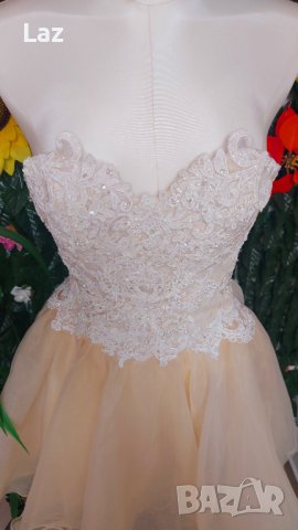 къса обемна бална сватбена рокля 2024, снимка 2 - Сватбени рокли - 42610548