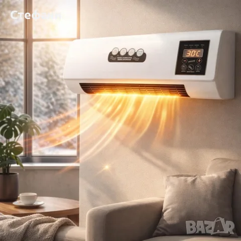 Стенен PTC отоплител и вентилатор LX-333 – 1800W, дистанционно управление и таймер, снимка 2 - Отоплителни печки - 56180264