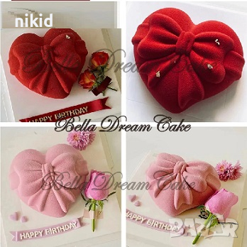 3D Сърце с пандела силиконов молд форма за кекс десерт сладкиш, снимка 4 - Форми - 36118759