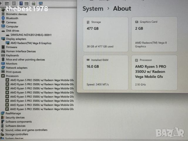 14`HP 745 G6 Touch`Ryzen 5 3500U/16GB DDR4/512GB NVMе/Бат 8ч/FHD IPS, снимка 10 - Лаптопи за работа - 51733818