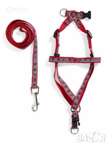Нашийник за кучета Червен с каишка (120x1,5)
