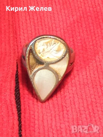 СТАР СРЕБЪРЕН ДАМСКИ ПРЪСТЕН със СЕДЕФ 925 ПРОБА 14993, снимка 2 - Пръстени - 30330706