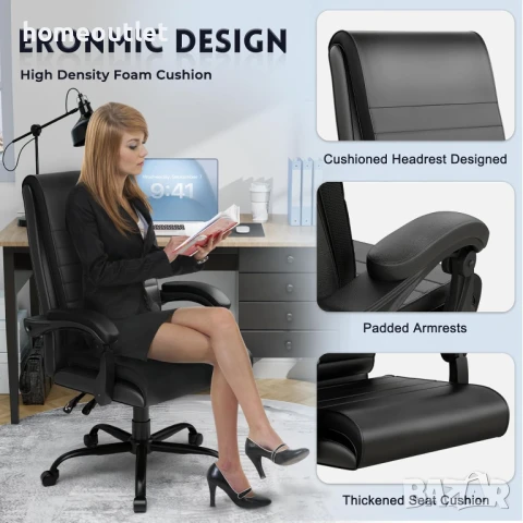 Офис стол HL BY-PG04-BK, снимка 5 - Столове - 51047879