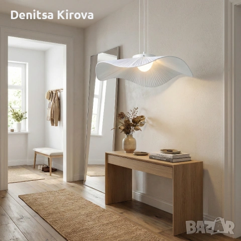 Дизайнерска висяща лампа – LED 12W, Ø60 см | Cloth + PMMA | Чисто нова, снимка 6 - Лампи за таван - 53330867