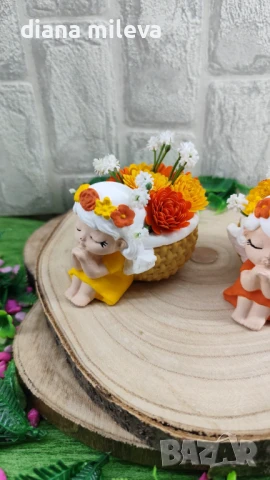 Ангелчета в цвят оранжев и жълт!!, снимка 5 - Декорация за дома - 50978425