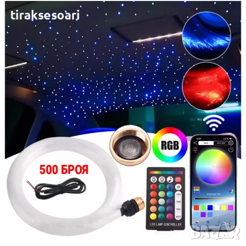 500х LED осветление за таван на автомобил – Звездно небе с фиброоптика