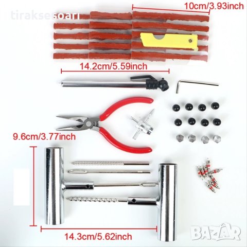 46 Части Ремонтен комплект за спукани гуми Фитили Клещи Капачки, снимка 6 - Аксесоари и консумативи - 42086845