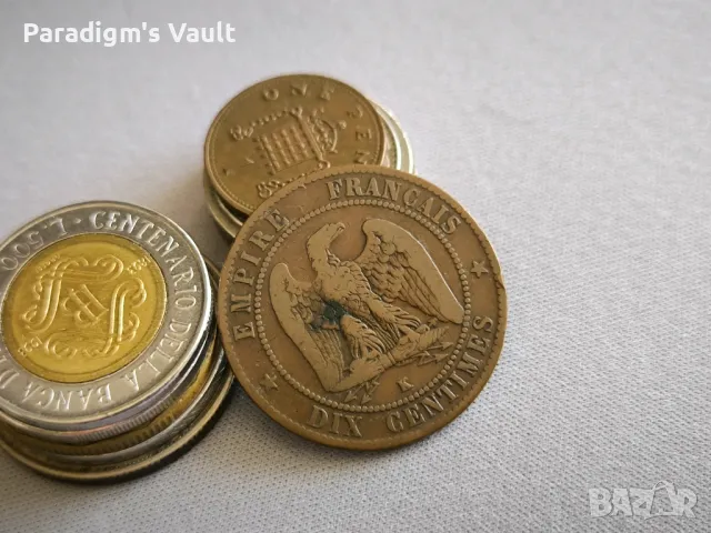 Mонета - Франция - 10 сентима (Наполеон III) | 1863г.