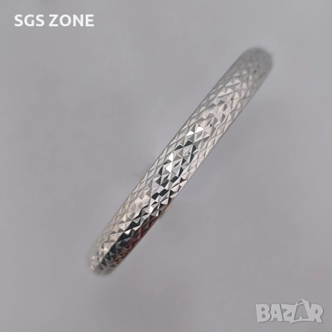 Сребърна гривна с диамантено шлифоване, снимка 5 - Гривни - 52411027