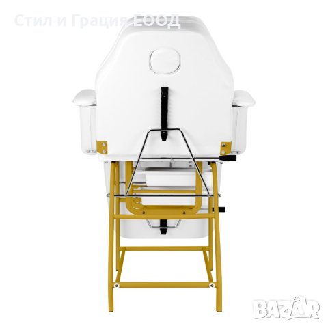 Фиксирана кушетка 557G - бяла/черна със златиста рамка 184 x 60/80 x 76 см, снимка 6 - Кушетки - 41678454
