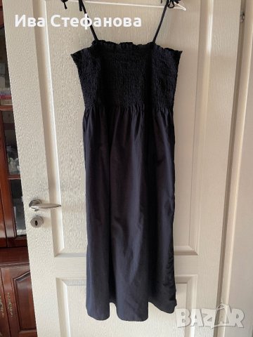Нова 42 номер дълга спортно елегантна ежедневна черна памучна рокля ластична горна част , снимка 8 - Рокли - 41676561