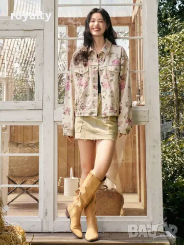 Яке от дънков плат с флорална шарка и копчета 🍋, снимка 7 - Якета - 49206062