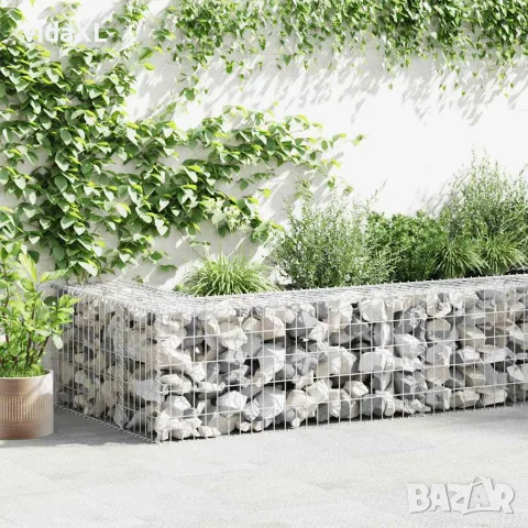 vidaXL Габионна стена с капаци, поцинкована стомана, 300x50x50 см, снимка 2 - Огради и мрежи - 56146128