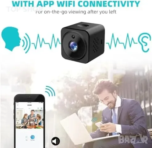 Нова Мини скрита камера 1080P с WiFi, нощно виждане и детектор движение, снимка 5 - IP камери - 49549500