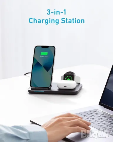 3-в-1 станция Anker model 335,Безжично зарядно устройство, снимка 3 - Безжични зарядни - 49265169