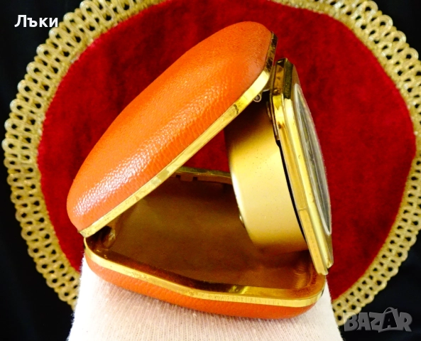 Механичен настолен часовник будилник,рубини,кожа. , снимка 6 - Антикварни и старинни предмети - 51488334