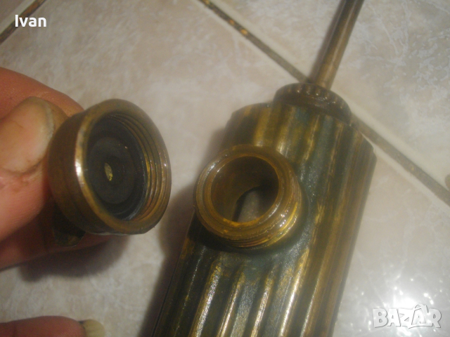 Бензинова Лампа Горелка Старо Качество НРБ-Завод "Хром"-Силистра-Отлично Състояние-Бронзова 43 см, снимка 16 - Други инструменти - 44682944