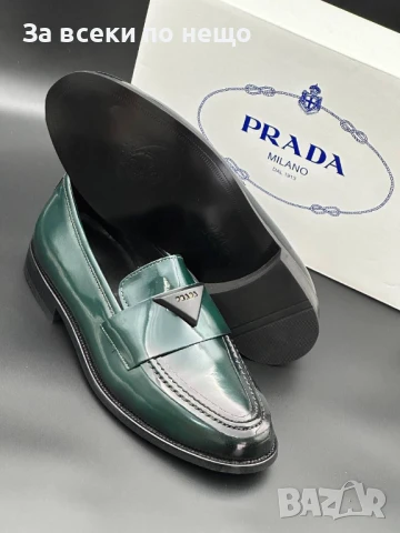 Prada Мъжки Зелени Мокасини Прада Код E542, снимка 2 - Мокасини - 50803540