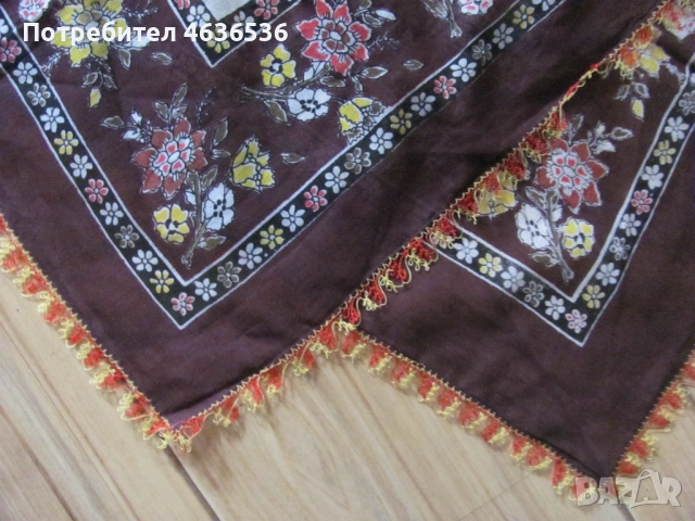 Стара кърпа за носия , памук, ръчно плетена дантела, снимка 2 - Антикварни и старинни предмети - 53466398