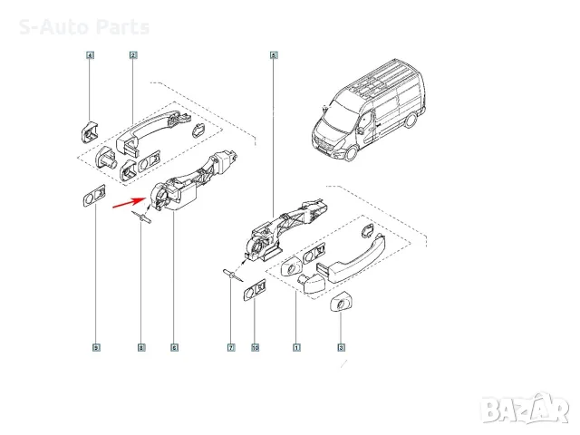 Основа за външна дръжка на Renault Master 3, Opel Movano B, Nissan NV400, снимка 3 - Аксесоари и консумативи - 55844580