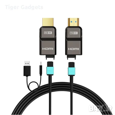 RUIPRO HDMI 2.1 8K 10m GEN4AK – оптичен кабел 48Gbps, 8K@60Hz, 4K@120Hz, сменяеми конектори, снимка 3 - Кабели и адаптери - 56085556