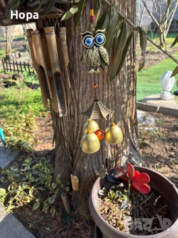 Вятърен звънец от метал Бухал , снимка 2 - Декорация за дома - 35950769