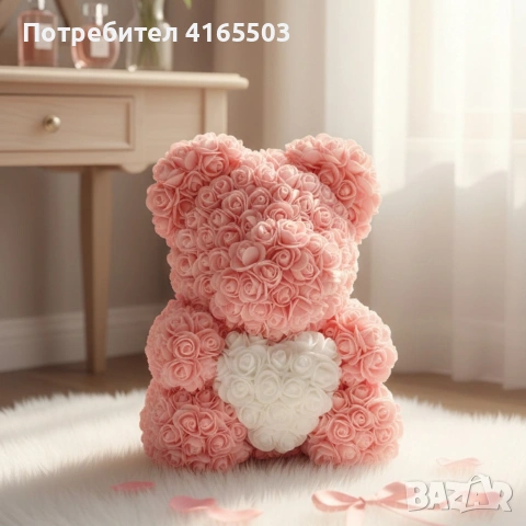 Мече от рози, 25см с подаръчна кутия в 3 цвята, снимка 4 - Декорация за дома - 53039269