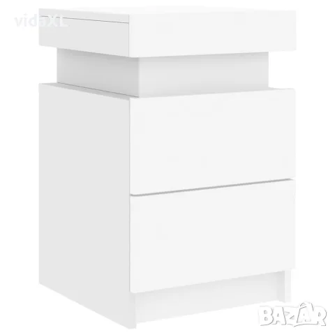 vidaXL Нощни шкафчета с LED осветление, 2 бр, бели, 35x39x55 см, снимка 5 - Шкафове - 56148129