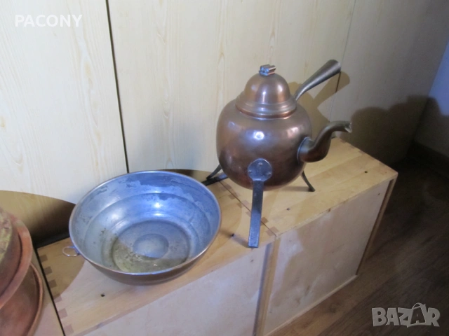 Медни съдове - тигани,купа,чайник, снимка 9 - Прибори за хранене, готвене и сервиране - 48843003