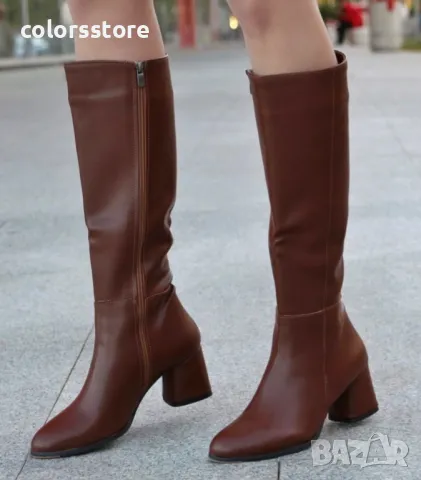 Ботуши на ток - кафява кожа - PLT80