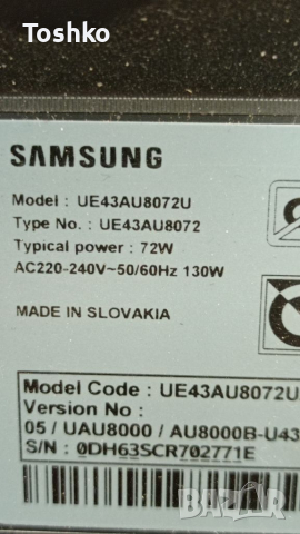 Панел с подсветка  отразителите и световода за ТВ SAMSUNG UE43AU8072U, снимка 4 - Части и Платки - 36297479